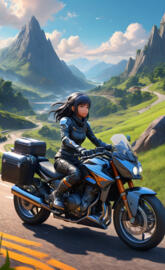 Kei Toume on a motorcycle