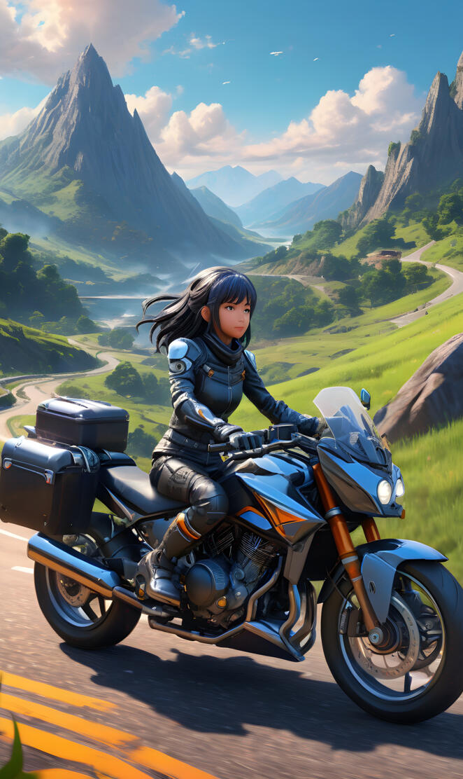 Kei Toume on a motorcycle