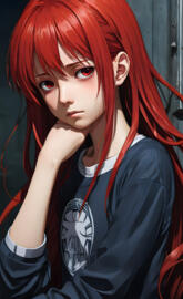 Kei Toume with red hair