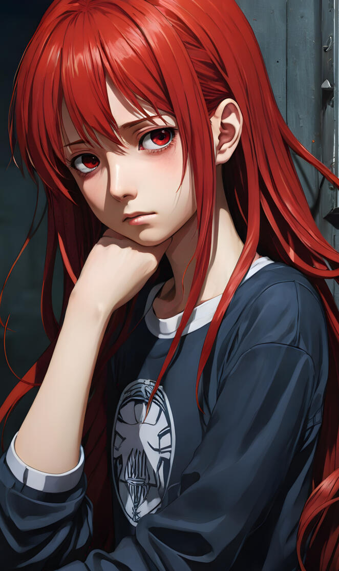 Kei Toume with red hair