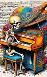 skeleton playing piano