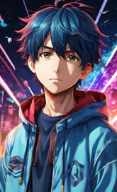 Kei Toume with a cartoon face