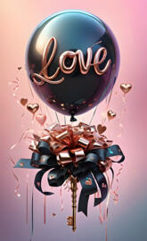 pink,black,key,balloons, Valentines love