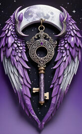 purple and white angel wing key