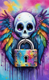 a painting of a skull