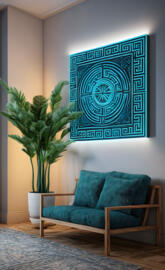 Greek Key Meandering Bioluminescent Plankton Light Cover Lunarpunk