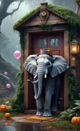 a statue of an elephant in a doorway