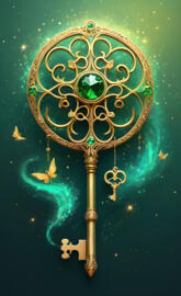 a gold and green shield