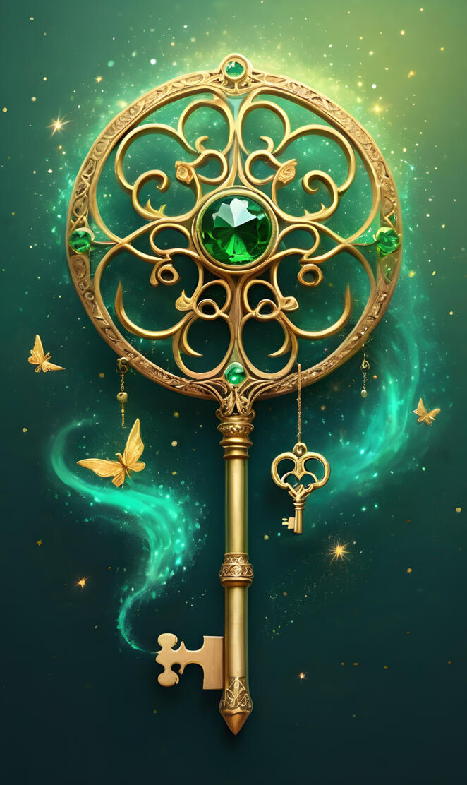 a gold and green shield