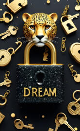 a gold and silver cat keychain with a lion head and keys