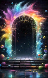 a large arch with lights