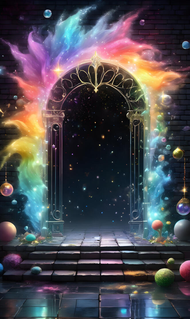 a large arch with lights