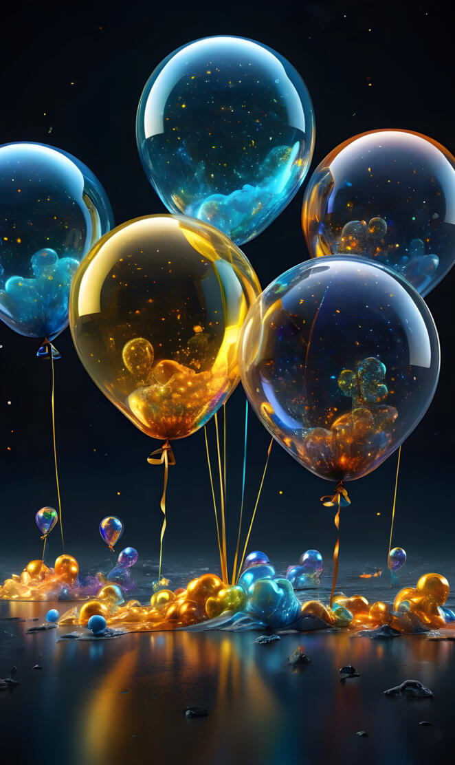 colorful oil slick balloons