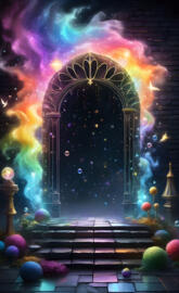 a large arch with lights