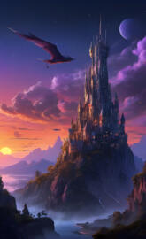 A space shuttle flying over a mountain