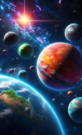 Cool space photo with a lot of planets