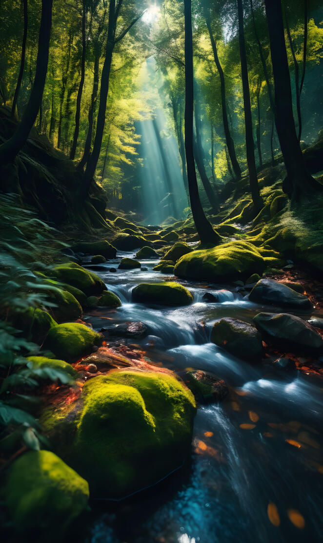 a stream in the woods