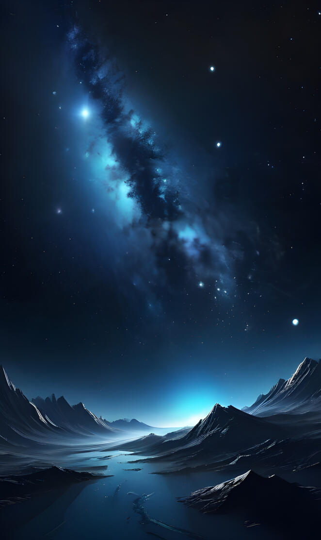 a snowy mountain range at night