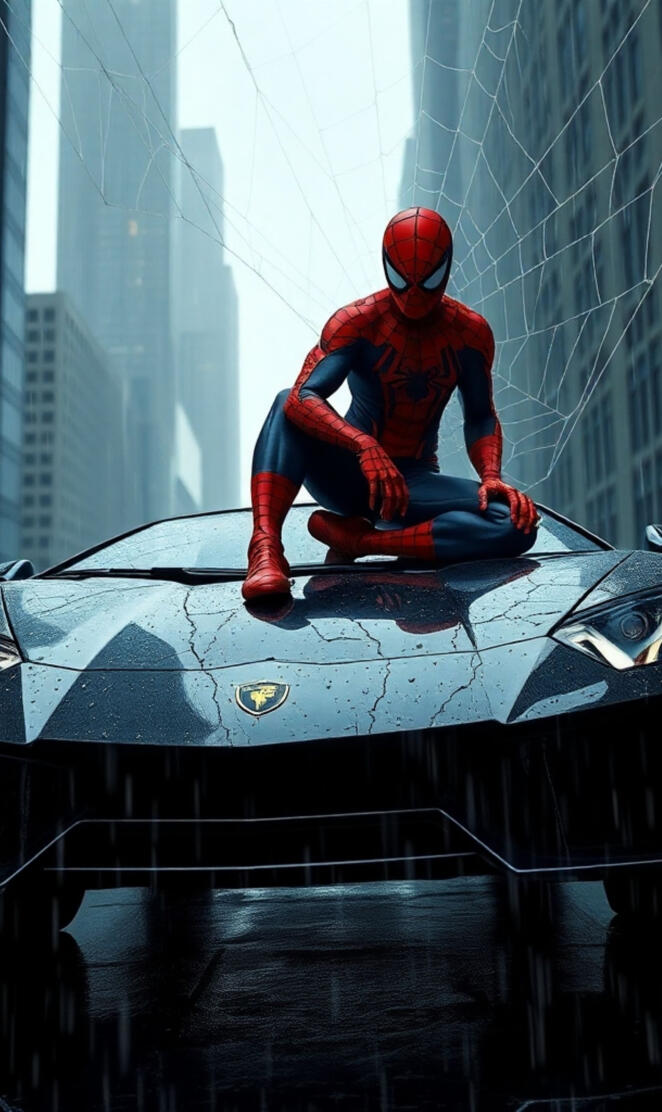 SPIDER MAN CHILL ON A LAMBORGHINI