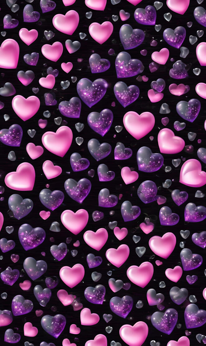 pink & purple & blue hearts 2