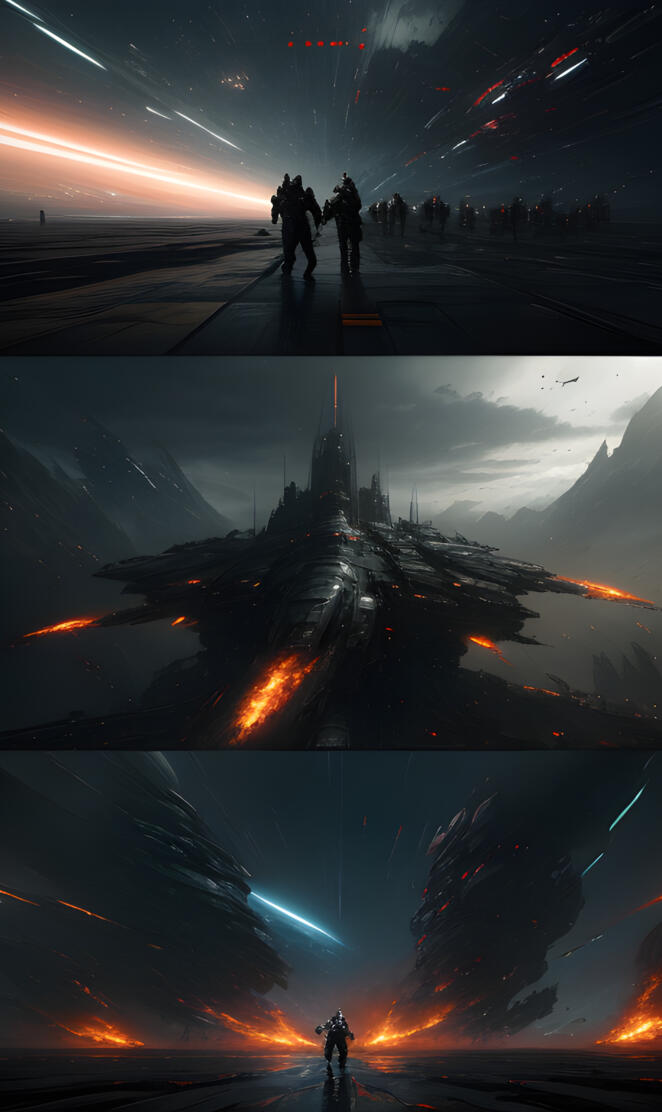 a reflection of a building in a puddle of water with people standing