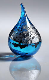 a blue and black glass vase