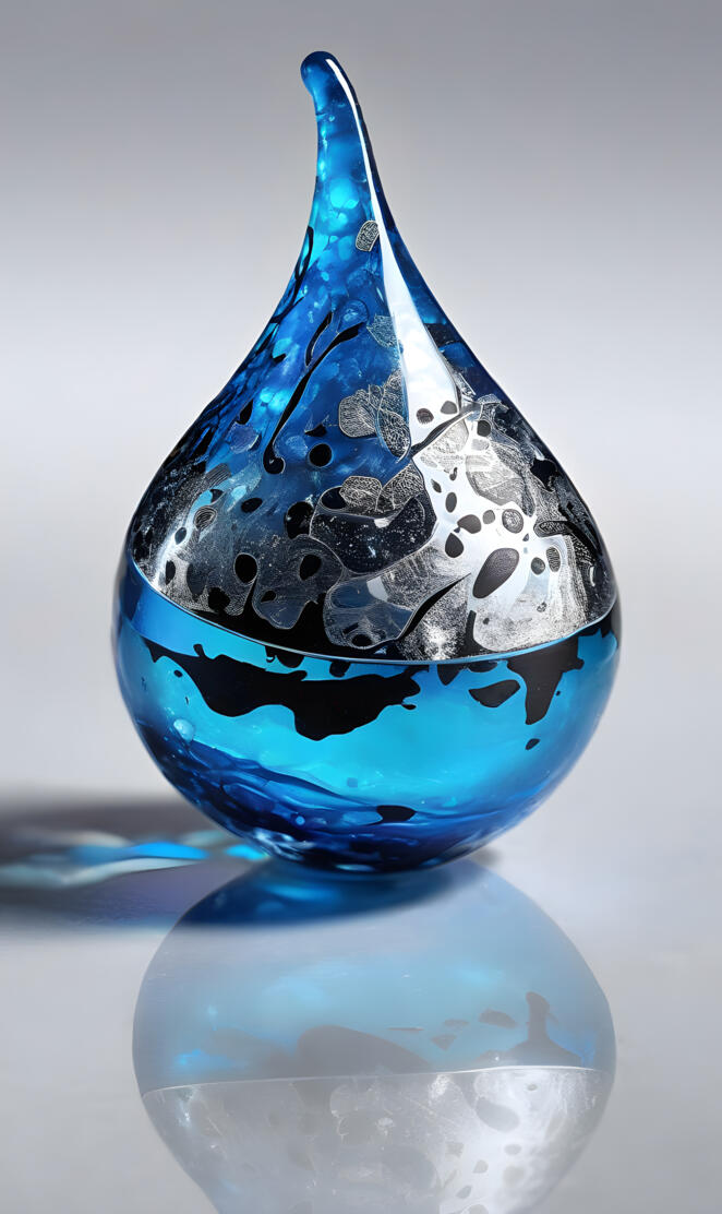a blue and black glass vase