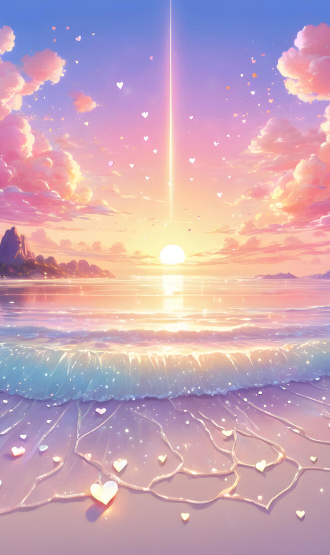 A pink sunset over a body of water.