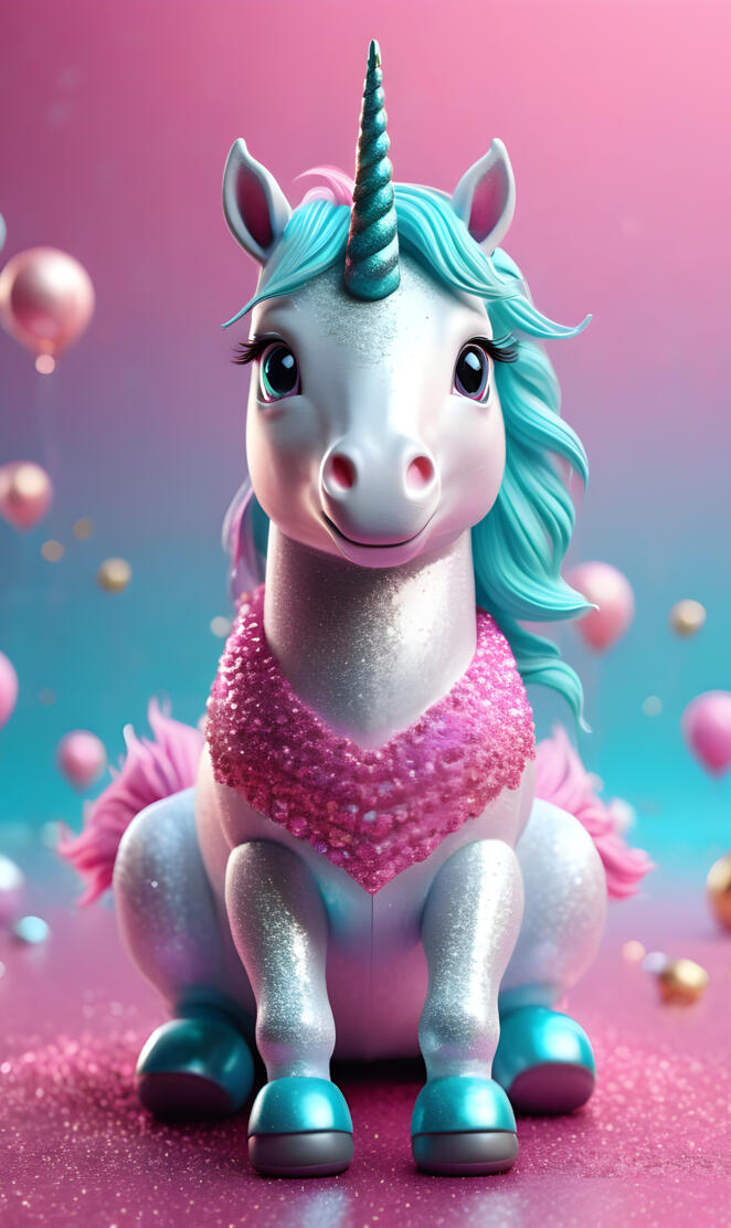 a toy unicorn with a purple background