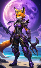 purple female fox knight