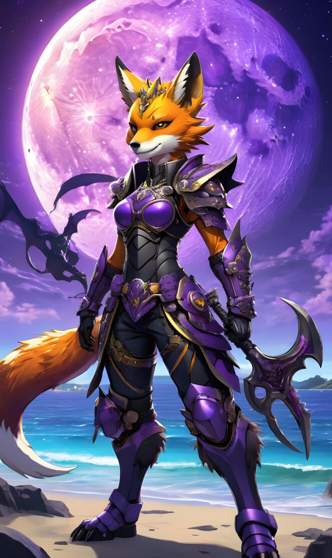 purple female fox knight