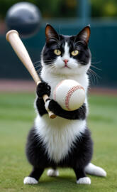 cat playing baseball ⚾️