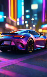 a sports car driving on a road