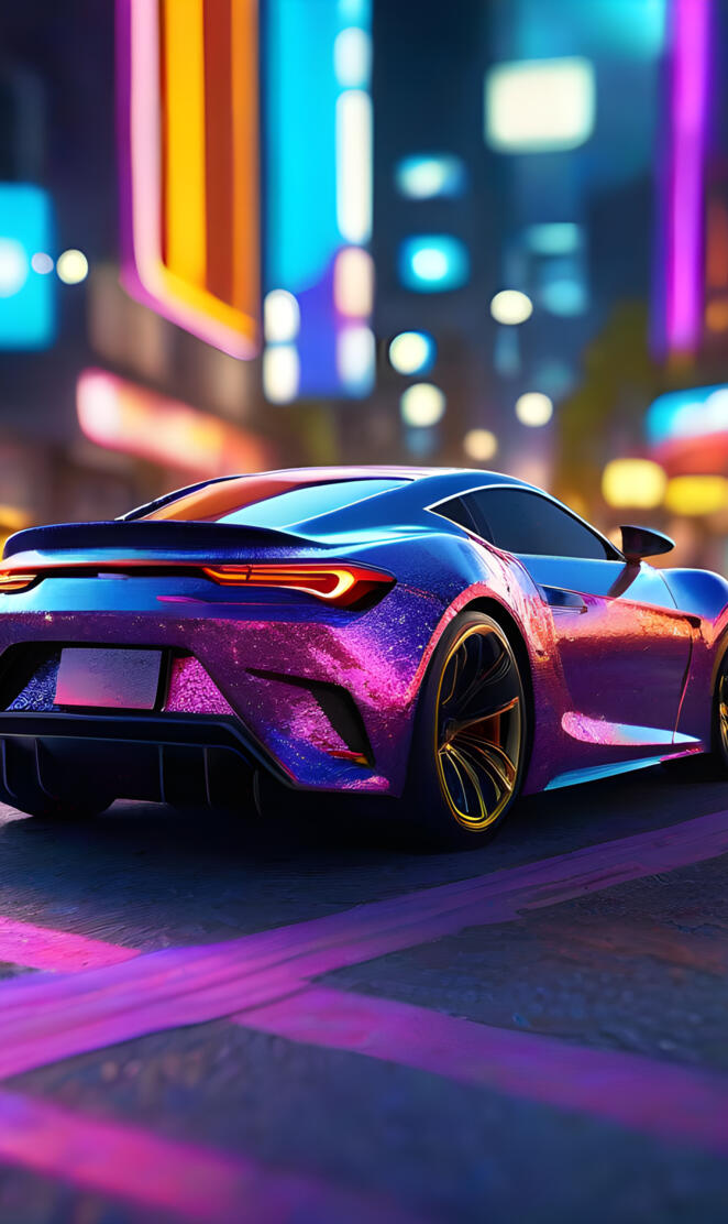 a sports car driving on a road