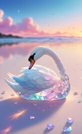 a white swan floating on water