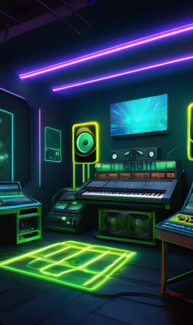 a room with many computers and screens