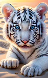 beach white tiger cub