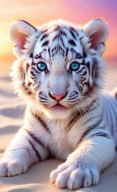 sunset white tiger cub