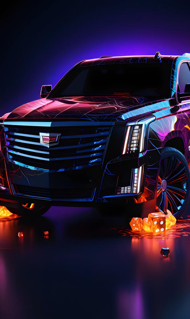 a red truck with a flag on the front