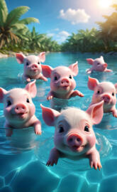 Swimming Piglets