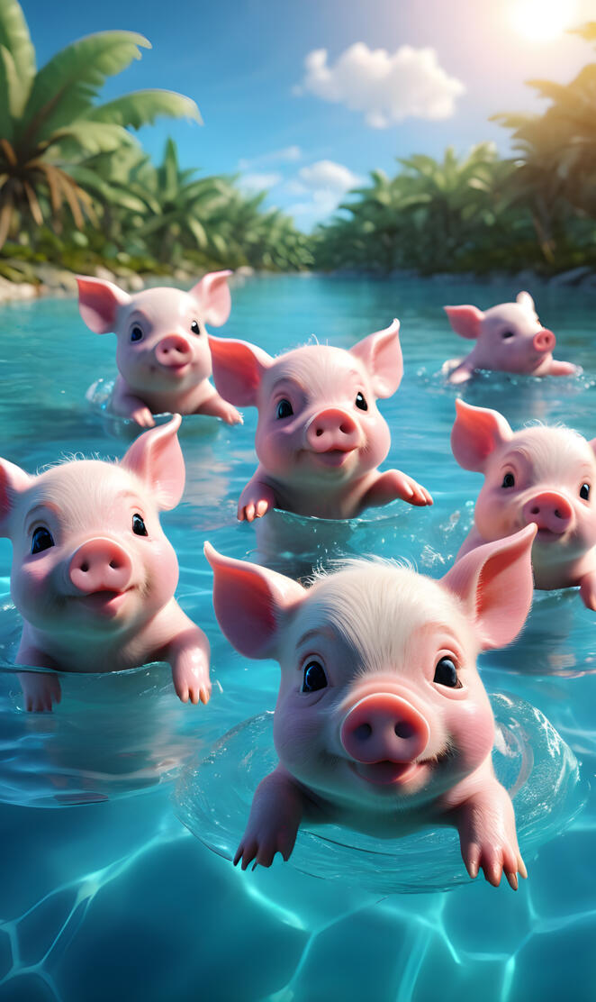 Swimming Piglets