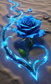 a blue rose in a bowl