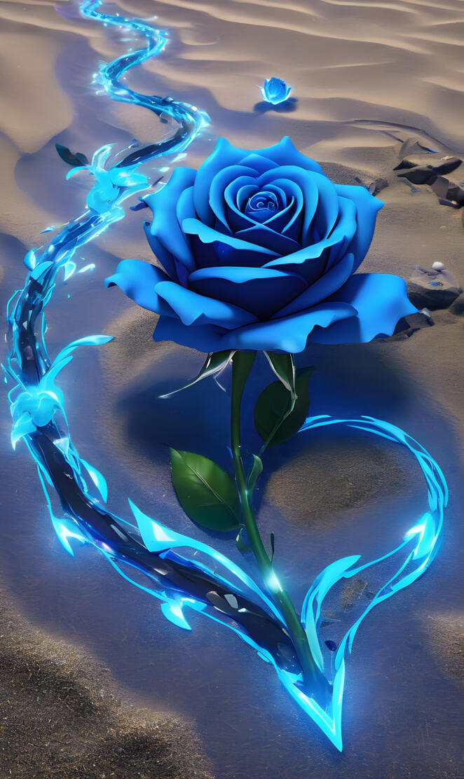 a blue rose in a bowl