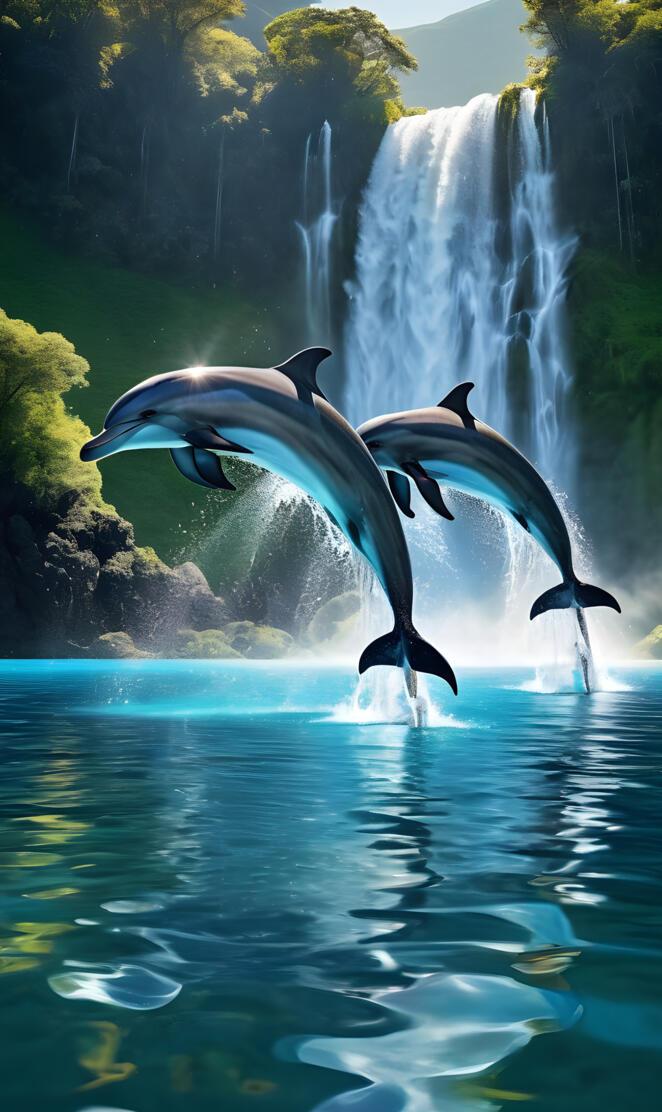 Dolphins jumping