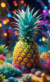 a pineapple in a tropical exhibit