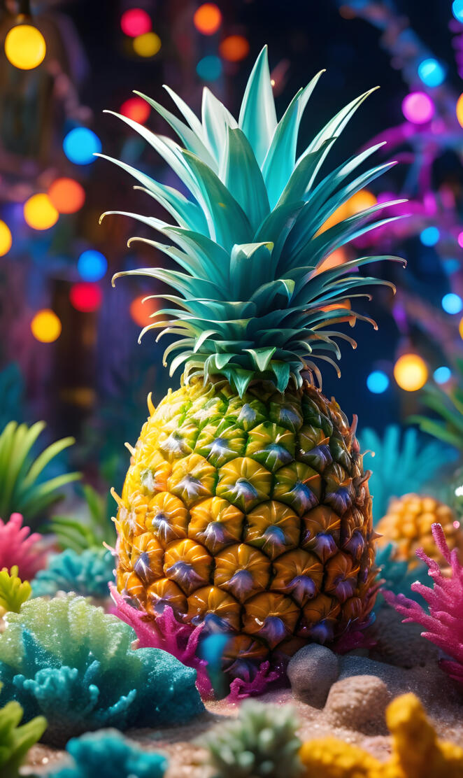 a pineapple in a tropical exhibit