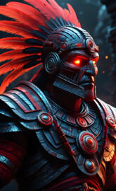 Huitzilopochtli in human form, the God of War, the Sun and Sacrifice.