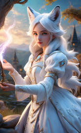 White Fox magician Girl