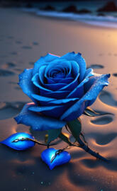 a blue rose with water droplets on it