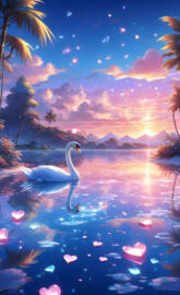 a swan swimming in water